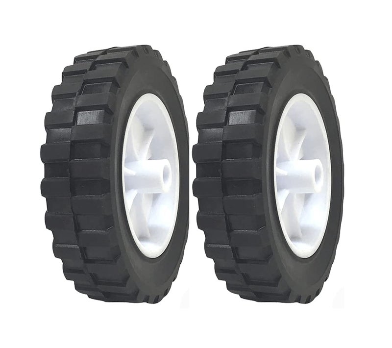 UI PRO TOOLS 2 Pack - 6" x 1.5" Solid Rubber Flat Free Tire Hand Truck Plastic Wheel - â€“ 1/2" Axle Hole - 70 lbs Capacity - Image 1